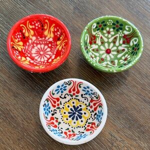 Colorful Hand-Painted Ceramic Dipping Bowls Set